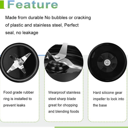 Replacement Cross Blade + 16oz Cup Set for Magic Bullet, Replacement Parts compatible with 250 W Magic Bullet MB1001 Blender