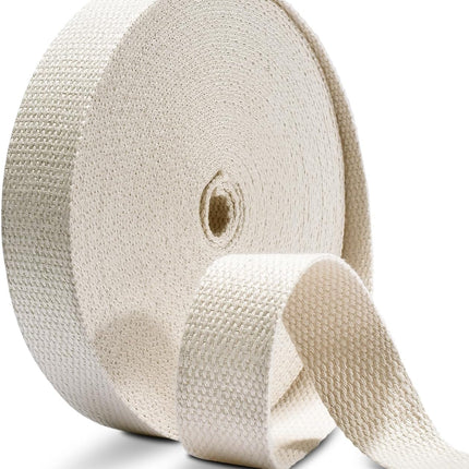 Cotton Webbing 1 Inch 12 Yards Natural Cotton Webbing Straps for Bags Handles, 1 Inch Weave Webbing for Cloth Tote Bag Straps Making,Cloth Belt, DIY Crafts Decoration (Natural 12Yards)