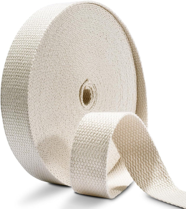 Cotton Webbing 1 Inch 12 Yards Natural Cotton Webbing Straps for Bags Handles 1 Inch Weave (Natural