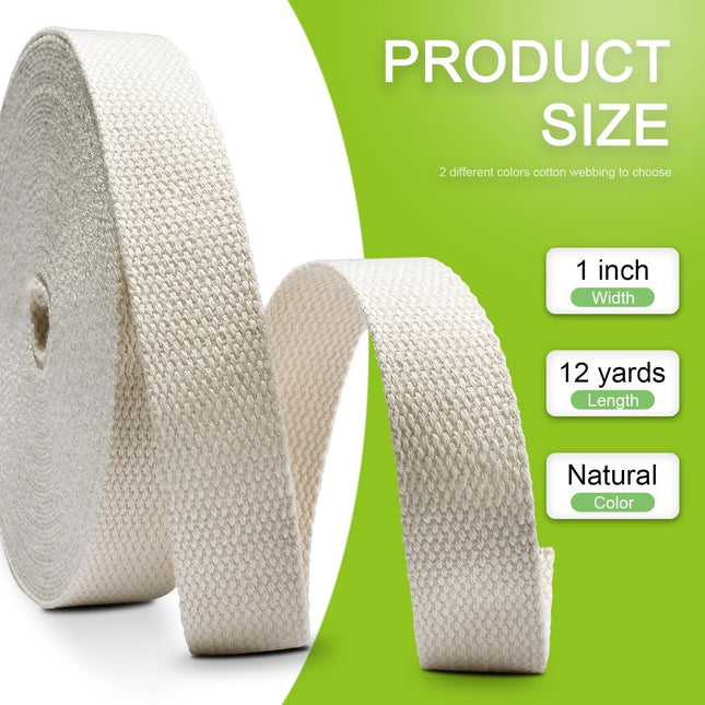 Cotton Webbing 1 Inch 12 Yards Natural Cotton Webbing Straps for Bags Handles 1 Inch Weave (Natural – product detail
