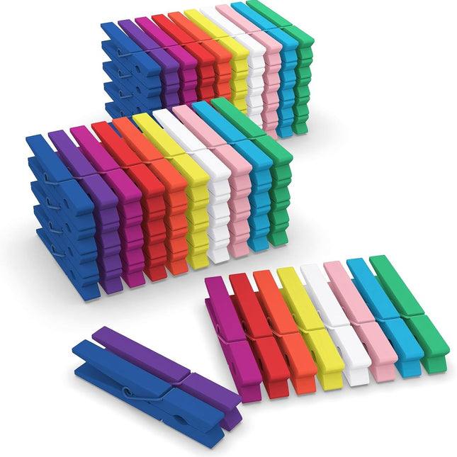 100 Pcs Colored Clothes Pins Wooden, Colored Clothespins for Crafts 2.9 Inch, Clothing Pins for Hanging Classroom