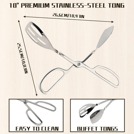 10-Inch Salad Tongs for Serving, Scissor Style Kitchen Tongs for Cooking for Buffet Serving Tongs for Cooking, Grilling, Salad Serving Utensils