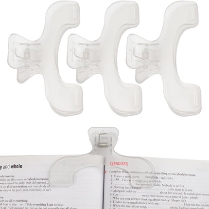 3PCS Clear Transparent Book Clip, Book Page Holder Clips for Books Office, Book Page Holder Bookmark for Home School Supplies, Multifunctional Practical Book Clips