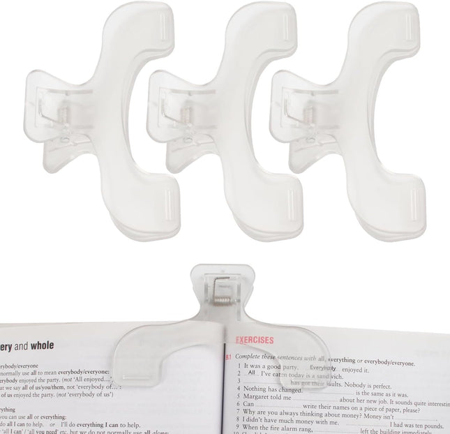 3PCS Clear Transparent Book Clip Book Page Holder Clips for Books Office Book Page Holder