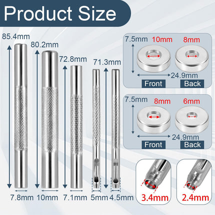 200Sets 6mm Leather Rivets + 7pcs Rivets Setting Tools for Install Leather Bag Belt Shoe Boot Hats Pet Collar Keychain Clothing