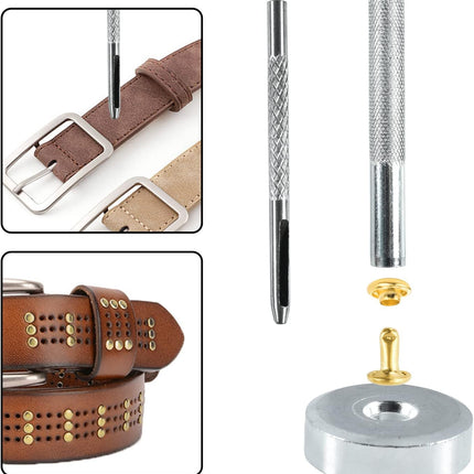 200Sets 6mm Leather Rivets + 7pcs Rivets Setting Tools for Install Leather Bag Belt Shoe Boot Hats Pet Collar Keychain Clothing