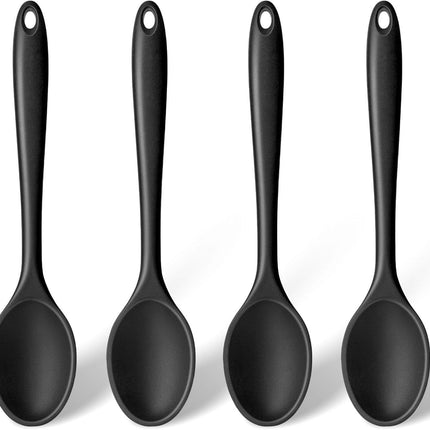 Silicone Spoons for Cooking, 4PCS 10.8 Inch Nonstick Kitchen Serving Spoons, Heat Resistant Silicone Cooking Utensils Set for Stirring, Mixing, Baking, House Warming Gifts & Stocking Stuffers