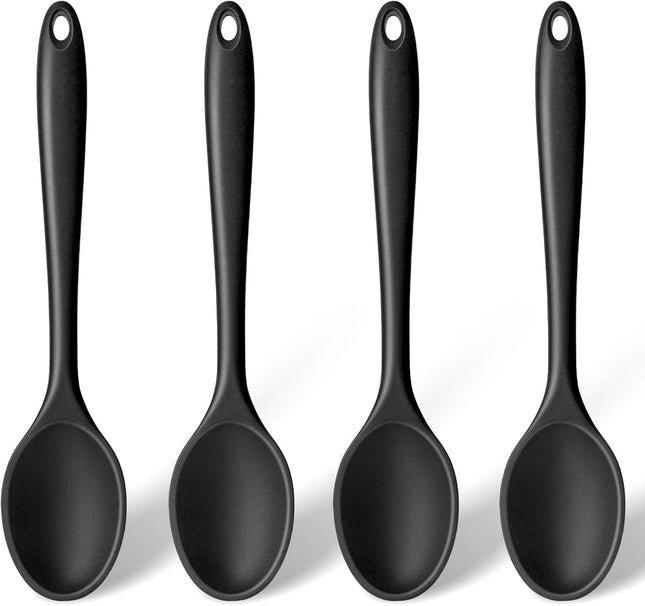 Silicone Spoons for Cooking 4PCS 10.8 Inch Nonstick Kitchen Serving Spoons Heat Resistant in Stainless Steel