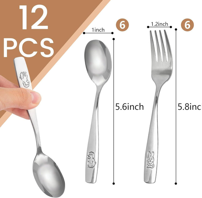 12PCS Toddler Utensils Stainless Steel Kids Silverware Safe Toddler Forks and Spoons Mirror – product detail