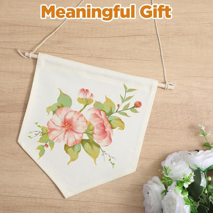 2 Pcs Embroidery Blank Banners, DIY Fabric Banner for Indoors, Baby Shower, Wedding, Graduation, Custom banners for Display Brooch Jewelry Earrings Necklace Enamel Pin (Beige)