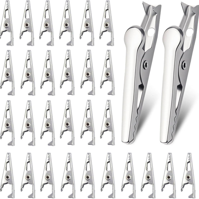 100 Pack Mini Clamps Alligator Clips for Crafts & Electrical, Small Metal Clips for Joints 35 mm Alligator Clamp for Crafting, Gator Clips Clamps Bulk for Crafts Holding (Silver）