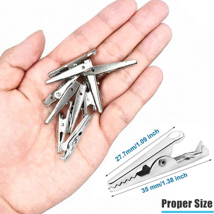 100 Pack Mini Clamps Alligator Clips for Crafts & Electrical, Small Metal Clips for Joints 35 mm Alligator Clamp for Crafting, Gator Clips Clamps Bulk for Crafts Holding (Silver）