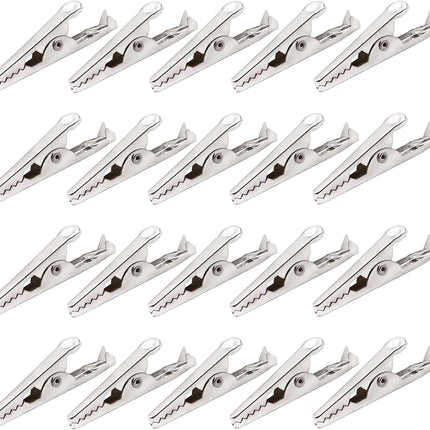 100 Pack Mini Clamps Alligator Clips for Crafts & Electrical, Small Metal Clips for Joints 35 mm Alligator Clamp for Crafting, Gator Clips Clamps Bulk for Crafts Holding (Silver）