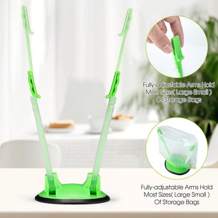 Baggy Rack Holder for Food Meal Prep,Plastic Freezer Bag Holder Stand for Filling, Adjustable Food Storage Bag Holders,Gallon Bag Holder (Pack of 4)