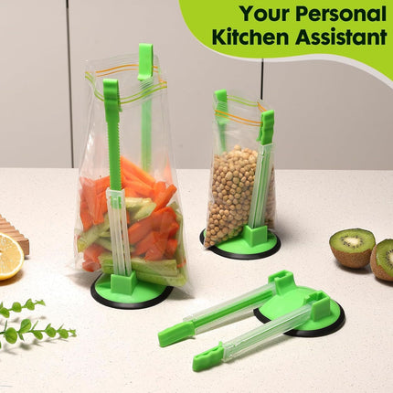 Baggy Rack Holder for Food Meal Prep,Plastic Freezer Bag Holder Stand for Filling, Adjustable Food Storage Bag Holders,Gallon Bag Holder (Pack of 4)