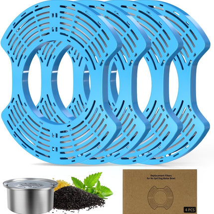 4 Pcs Stainless Steel Dog Water Bowl Filters - Activated Carbon Replacement Filters for No Spill Dog Water Bowl