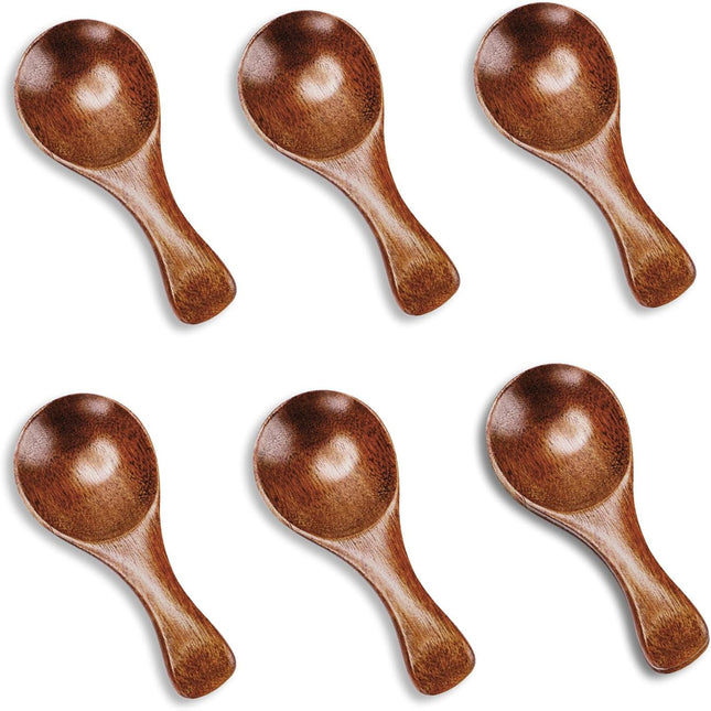 6pcs Small Wooden Spoons 3.2inch Small Wooden Spoons for Honey Brown Mini Wood Teaspoons for