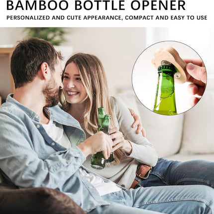 Bottle Opener Magnetic – Bamboo Beer Bottle Opener with Strong Magnet for Fridge, Claw-shaped Stainless Steel Bottle Cap Opener, Beer Opener Gift, Modern Beer Can Opener for Kitchen & Bar Use