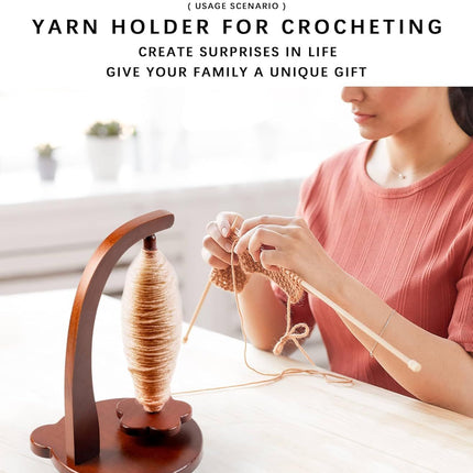 Magnetic Yarn Holder for Crocheting with Bear Shape– 360° Spinning Spindle for Tangle-Free Yarn Ball Holder Spinner, Solid Wood Construction, Ideal for Knitting & Crochet Projects