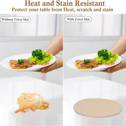 7" Trivets for Hot Dishes, Hot pots and Pans, 4 Heat Resistant Hot Pads, Pot Holders for Kitchen, Home Essentials for New Home and Farmhouse Decor, Fall Decorations for Home(Brown)