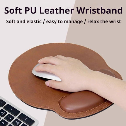 Leather Mouse Pad with Wrist Rest Support Ergonomic Office Computer Keyboard Hand Pad Non Slip Base for Desk Laptop (Grey)