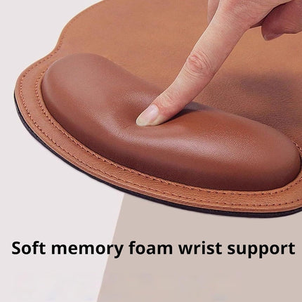 Leather Mouse Pad with Wrist Rest Support Ergonomic Office Computer Keyboard Hand Pad Non Slip Base for Desk Laptop (Grey)