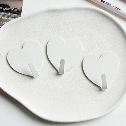 9 Pcs Heart Shaped Adhesive Wall Hooks, Cute Decorative Pink and White Self-Adhesive Hooks for Home Office Organization (White Pink)