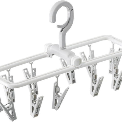 2 Pack Clothes Drying Rack with 12 Multiple Clips, Foldable Portable Travel Hanger for Socks Underwear Bras (White)