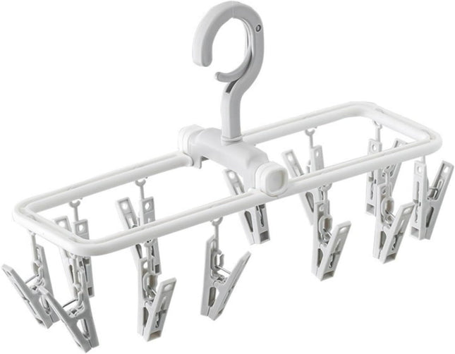 2 Pack Clothes Drying Rack with 12 Multiple Clips Foldable Portable Travel Hanger for Socks Underwear Bras