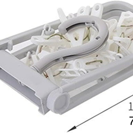 2 Pack Clothes Drying Rack with 12 Multiple Clips, Foldable Portable Travel Hanger for Socks Underwear Bras (White)