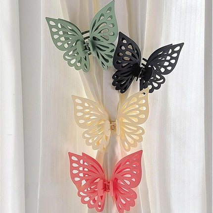 Butterfly Shape Curtain Claw Clips 2 Pack, Decorative Curtain Holder for Living Room Bedroom, Creative Drapery Tieback (Green,2)