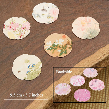 Floral Tea Cup Coasters Set of 5, Double-Sided Absorbent Pads for Heat Insulation, Teaware Accessories (Floral,3.7 inches)