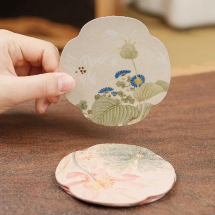 Floral Tea Cup Coasters Set of 5, Double-Sided Absorbent Pads for Heat Insulation, Teaware Accessories (Floral,3.7 inches)