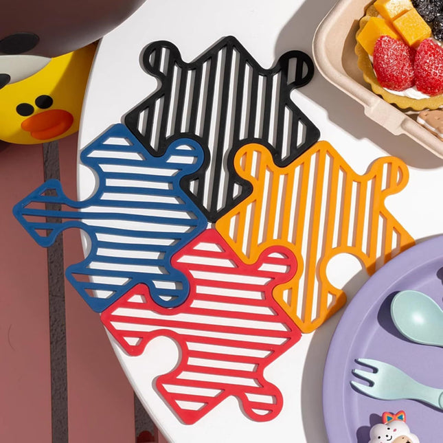 4 Pcs Creative Puzzle Shaped Heat Resistant Table Mat Set Insulated Coasters for Cups Bowls Pots Plates