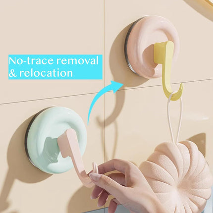 4 Pack No-Drill Reusable Vacuum Suction Hooks, Pastel Colors Heavy-Duty Door Towel Hook Bathroom Wall Organizer (Blue Pink Green White)