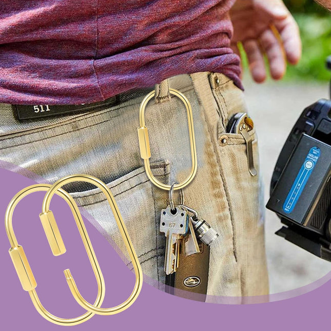 6 Pack Brass Keychain Gold Carabiner Clip with Secure Locking Screw Carabiners Key Holder Keychains – product detail