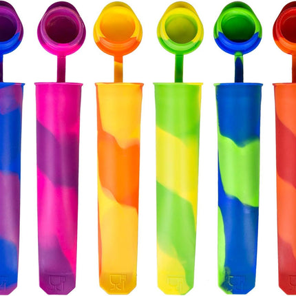 6 Pack Silicone Popsicles Molds, Multicolor Baby Popsicle Ice Pop Molds, Reusable DIY Frozen Popsicles Maker for Kids with Lid