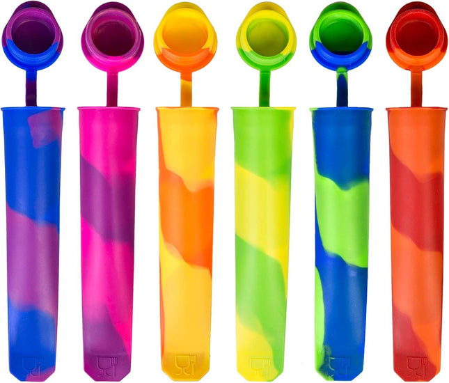 6 Pack Silicone Popsicles Molds Multicolor Baby Popsicle Ice Pop Molds Reusable DIY Frozen Popsicles Maker