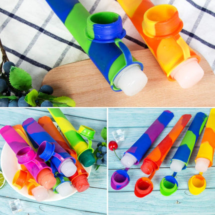 6 Pack Silicone Popsicles Molds, Multicolor Baby Popsicle Ice Pop Molds, Reusable DIY Frozen Popsicles Maker for Kids with Lid