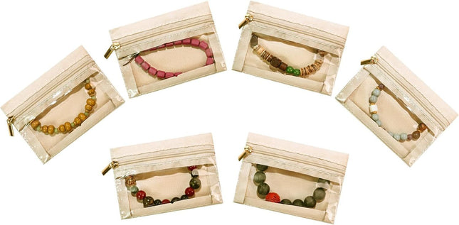 6pcs Travel Jewelry Bags Portable Zipped Pouches Bags for Jewelries Necklaces Rings Earrings Storage