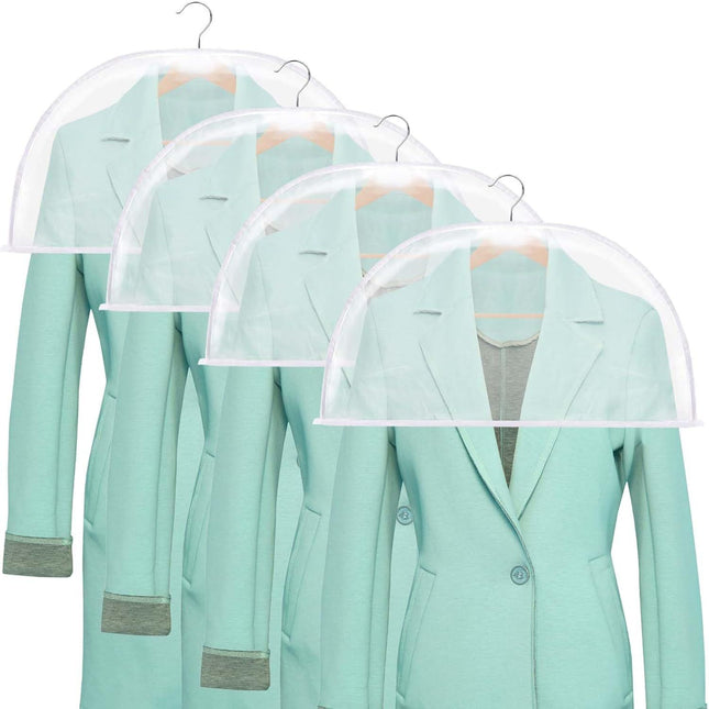 4 Pack Clear Clothing Hanger Shoulder Covers for Clothes Breathable Plastic Gusseted Garment
