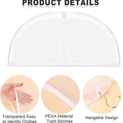 4 Pack Clear Clothing Hanger Shoulder Covers for Clothes Breathable Plastic Gusseted Garment Shoulder Dust Cover Bags Protectors for Hanging Clothes, Suit, Coats, Jackets, Dress Open Closet Storage