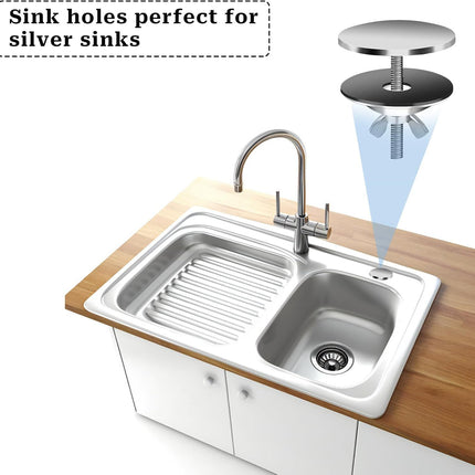 2 Pack 2" Kitchen Sink Hole Cover Stainless Steel Kitchen Faucet Hole Cover Sink Caps for Top Holes, Silver Sink Tap Hole Plate Stopper Covers Metal Sink Hole Plug