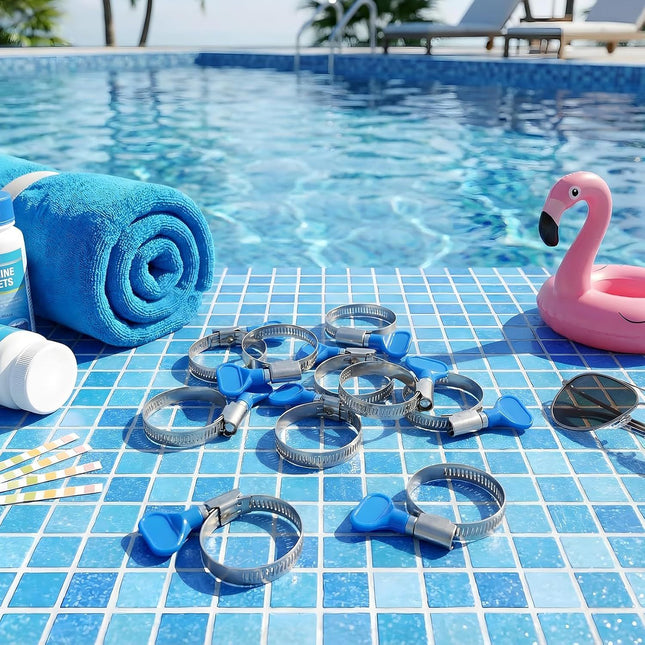 10 Pcs 1-1/2 Inch Pool Backwash Hose Clamp Adjustable Worm Gear Stainless Steel Hose Clamp – product detail