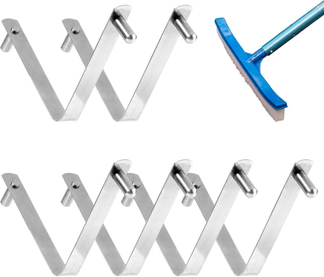 6pcs Pool Brush V-Shaped Clip Stainless Steel Double Pin Spring Button Clip Pool Pole Butterfly
