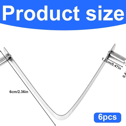 6pcs Pool Brush V-Shaped Clip, Stainless Steel Double Pin Spring Button Clip Pool Pole Butterfly Clips for Spa Skimmer Nets Vacuum Brushes Leaf Rake Swimming Cleaning Tool