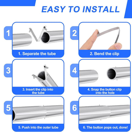 6pcs Pool Brush V-Shaped Clip, Stainless Steel Double Pin Spring Button Clip Pool Pole Butterfly Clips for Spa Skimmer Nets Vacuum Brushes Leaf Rake Swimming Cleaning Tool