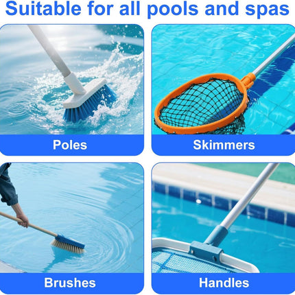 6pcs Pool Brush V-Shaped Clip, Stainless Steel Double Pin Spring Button Clip Pool Pole Butterfly Clips for Spa Skimmer Nets Vacuum Brushes Leaf Rake Swimming Cleaning Tool