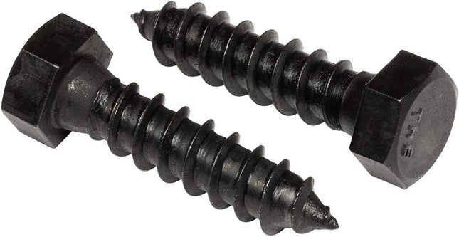 Stainless Steel Black Lag Bolts 3/8 x 1 Hex Lag Screws (10 pcs) 18-8 Stainless Black Oxidized in USA