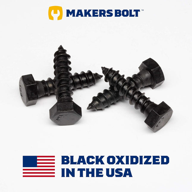 Stainless Steel Black Lag Bolts 3/8 x 1 Hex Lag Screws (10 pcs) 18-8 Stainless Black Oxidized in USA – product detail